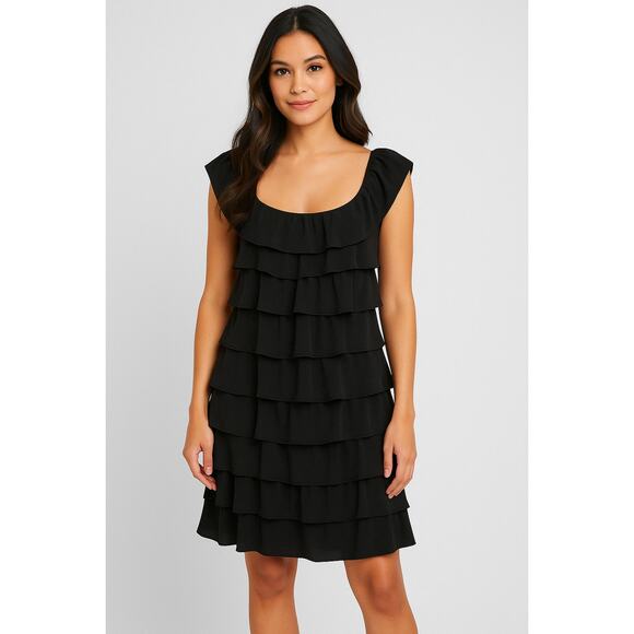 White House Black Market Dresses & Skirts - SPRING SALE! White House Black Market Black Tiered Ruffle Mini Dress 4 NEW